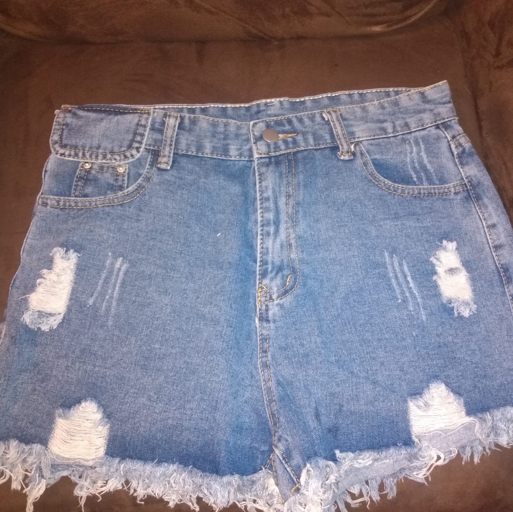 Distressed Denim Shorts